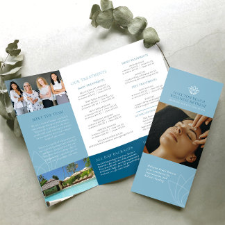 Beauty promotional price list lotus blue logo brochures