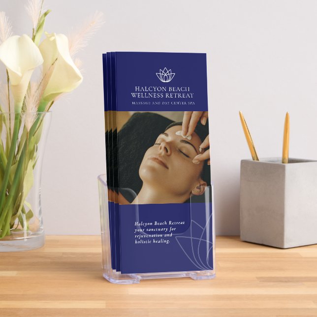 Beauty promotional price list lotus dark blue logo brochure (Insitu)