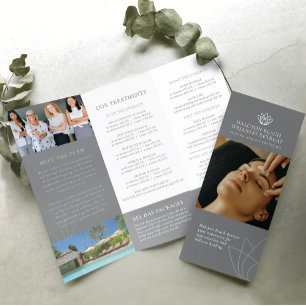 Beauty promotional price list lotus gray logo brochure