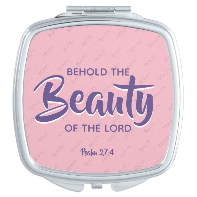BEAUTY Psalms Christian Scripture Custom Pink Compact Mirror (Front)