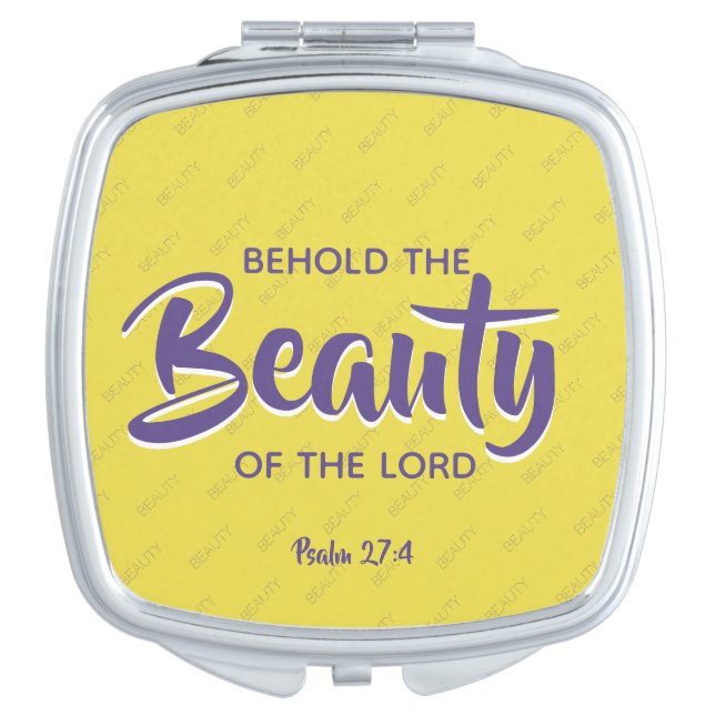 BEAUTY Psalms Christian Scripture Custom Yellow Compact Mirror (Front)