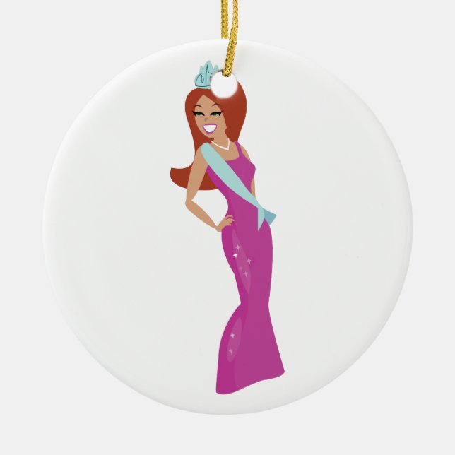 Beauty Queen Ceramic Ornament (Front)