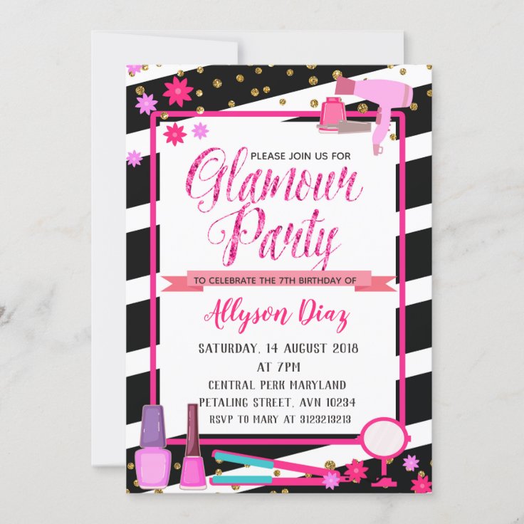 Beauty Queen Glamour Party Birthday Invitation Zazzle