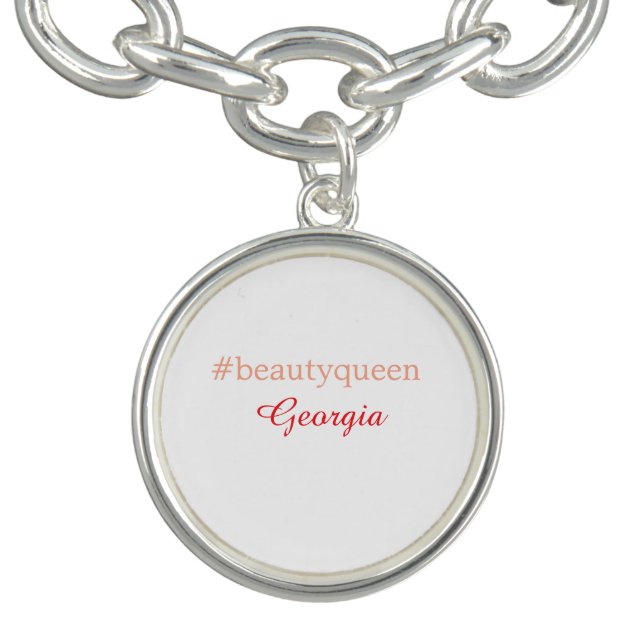 Beauty queenhashtag light red add name girl boss  bracelet (Design)