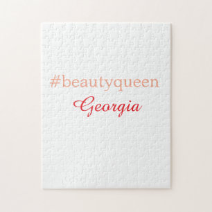 Beauty queenhashtag light red add name girl boss  jigsaw puzzle