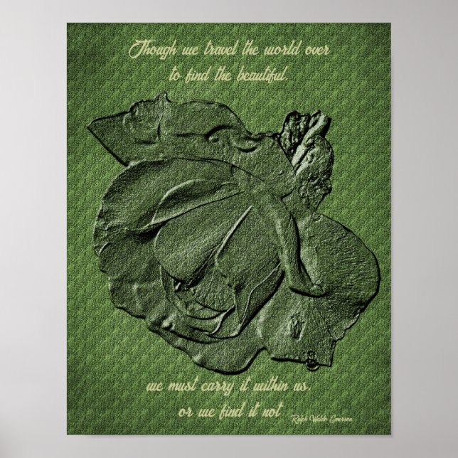 Beauty Quote Sculpted Rose Inspirational Poster (Front)