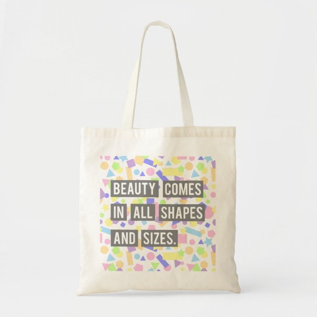 Beauty Quote Shapes Pastel Geometric Pattern Tote Bag (Front)