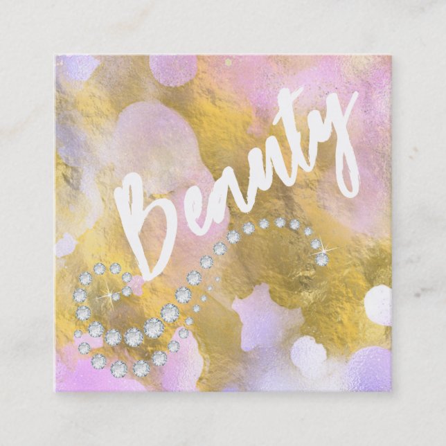 *~* BEAUTY Rainbow Gold Foil Script  Business Card (Front)