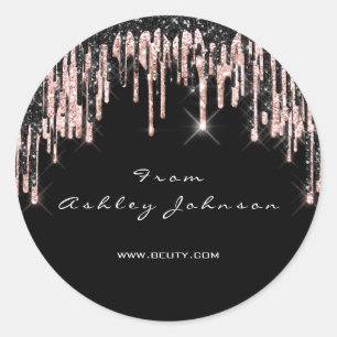 Beauty Rose Black Drips Web Thank Bride 16th Classic Round Sticker