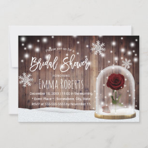 Beauty Rose Dome Rustic Winter Bridal Shower Invitation