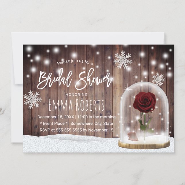 Beauty Rose Dome Rustic Winter Bridal Shower Invitation (Front)