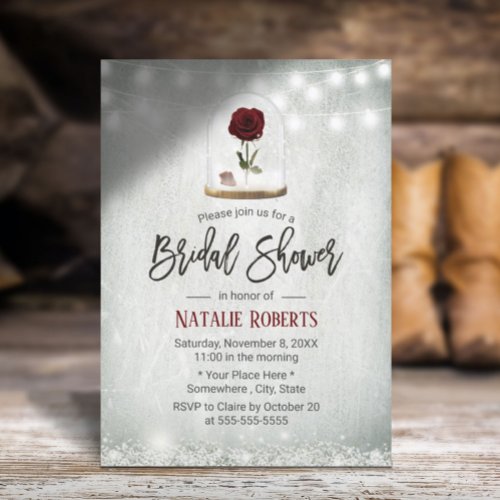 Beauty Rose Dome Winter Floral Bridal Shower Invitation