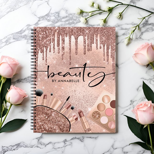 Beauty Rose Gold Glitter Cosmetics Appointments Notebook (Creator Uploaded)