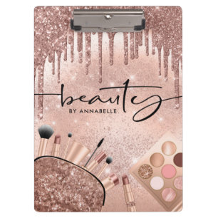Beauty Rose Gold Glitter Cosmetics Clipboard
