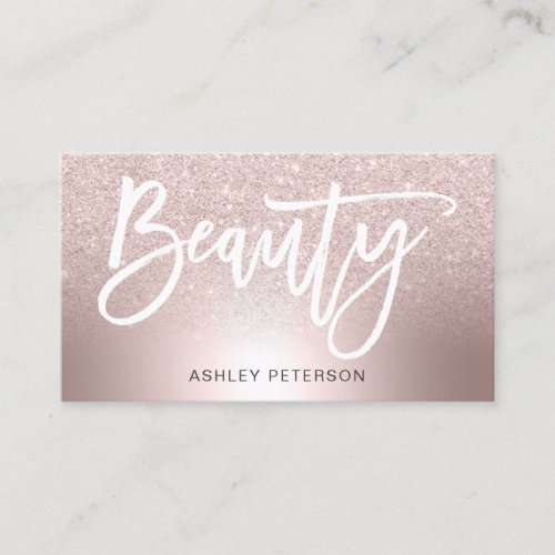 Beauty Rose gold glitter ombre metallic foil Business Card