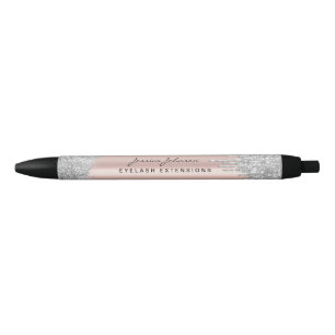 Beauty Rose Gold Silver Glitter Drips Custom Pen