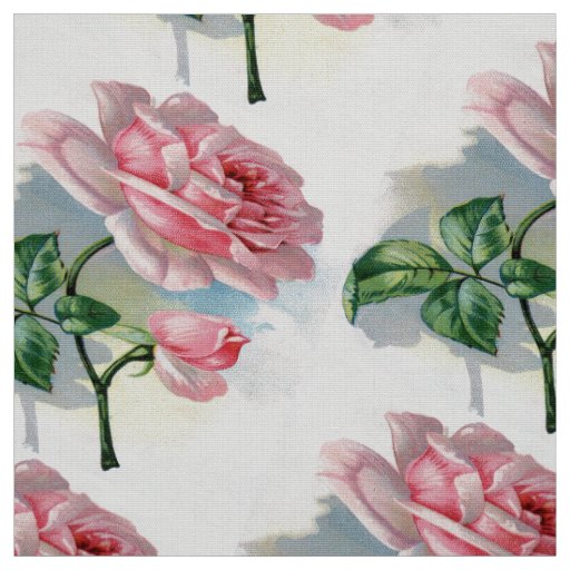 Beauty Rose Pink On Gray Fabric Medium Motif