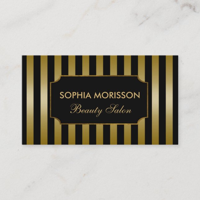 Beauty Salon Appointment Black&Gold Monogram (Front)