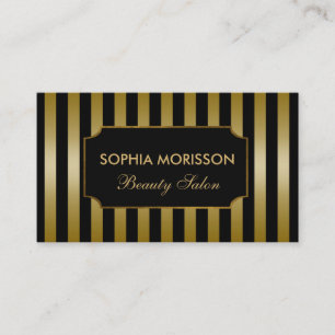 Beauty Salon Appointment Black&Gold Monogram Card