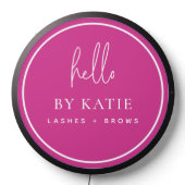 Beauty Salon Backdrop Pink Illuminated Business LED Sign (Lights Off)