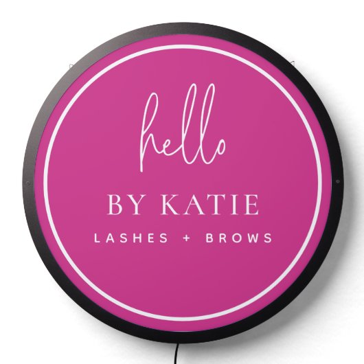 Beauty Salon Backdrop Pink Illuminated Business LED Sign (Lights Off)