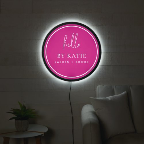 Beauty Salon Backdrop Pink Illuminated Business LED Sign