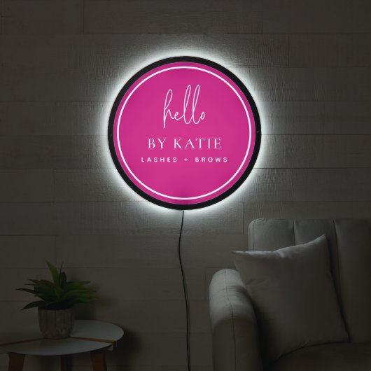Beauty Salon Backdrop Pink Illuminated Business LED Sign (Living Room)