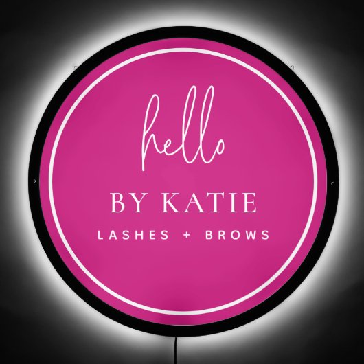 Beauty Salon Backdrop Pink Illuminated Business LED Sign (Front)