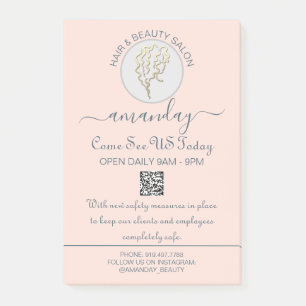 Beauty Salon Be Safe Logo Hairdresser QR Code Post-it Notes