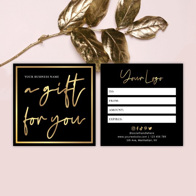 Beauty Salon Black & Gold Chic Gift Certificate (Creator Uploaded)