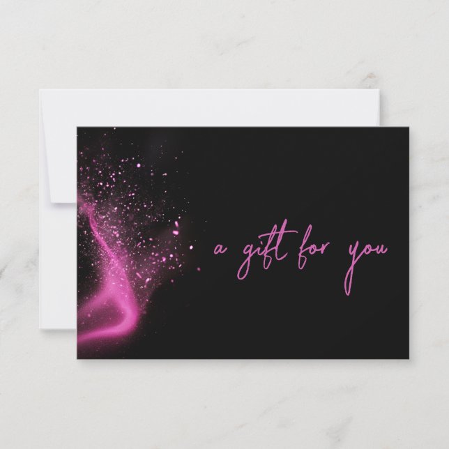 Beauty Salon Black Neon Pink Set Amount Gift Card (Front)