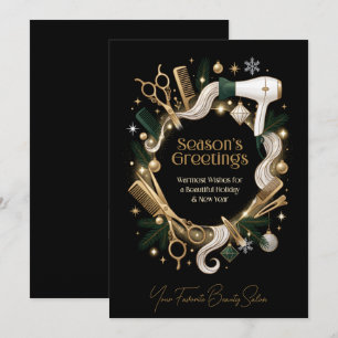 Beauty Salon Business Logo Merry Christmas Holiday Card