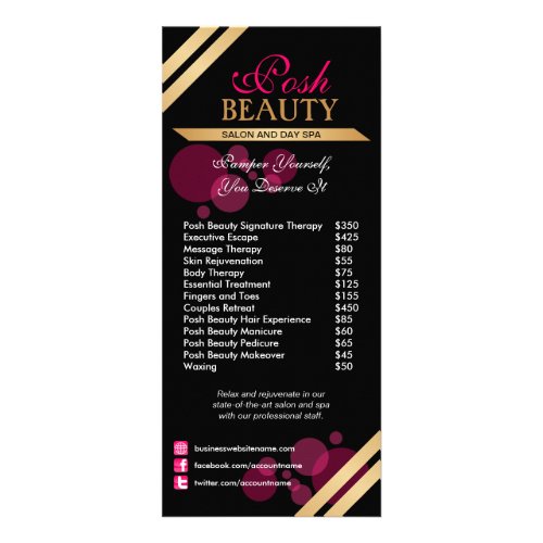 Beauty Salon Business Product and Services Rack Card