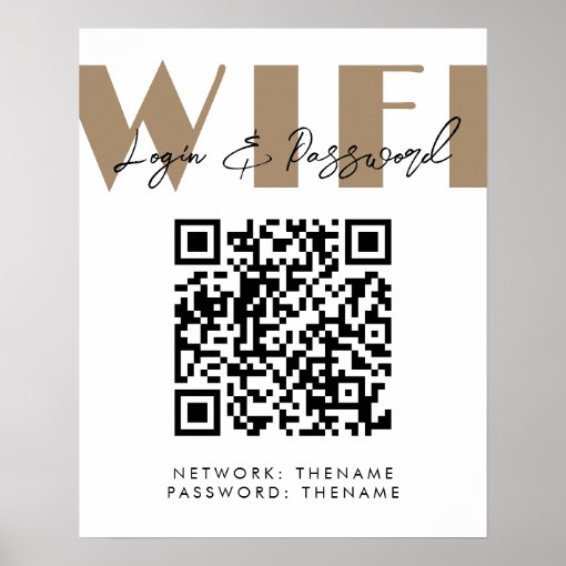 Beauty salon cafe wifi network qr code poster zazzle