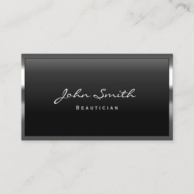 Beauty Salon Cool Metal Frame Beautician Business Card (Front)
