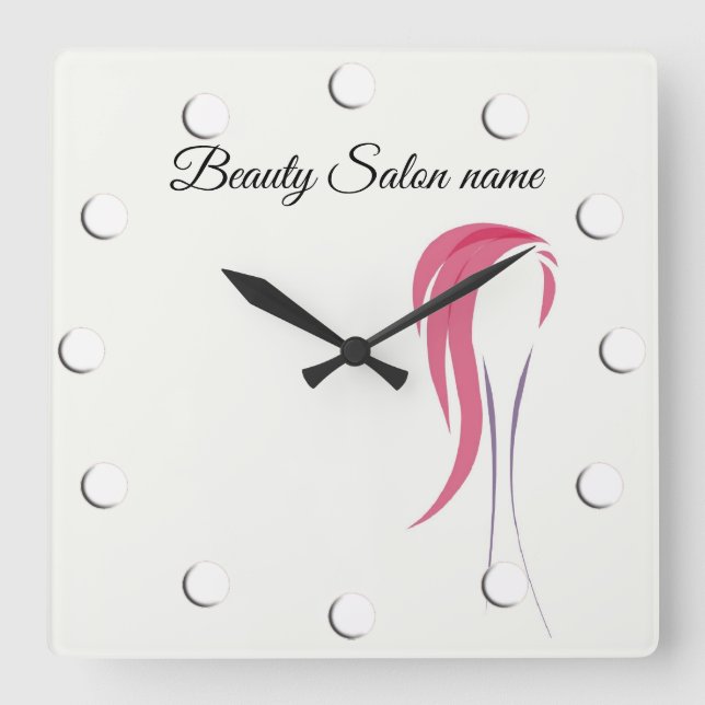 Beauty Salon customizable, or makeup artist Square Wall Clock (Front)
