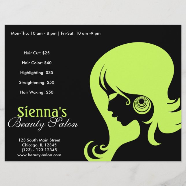 Beauty Salon (Dark Olive Green) Flyer (Front)