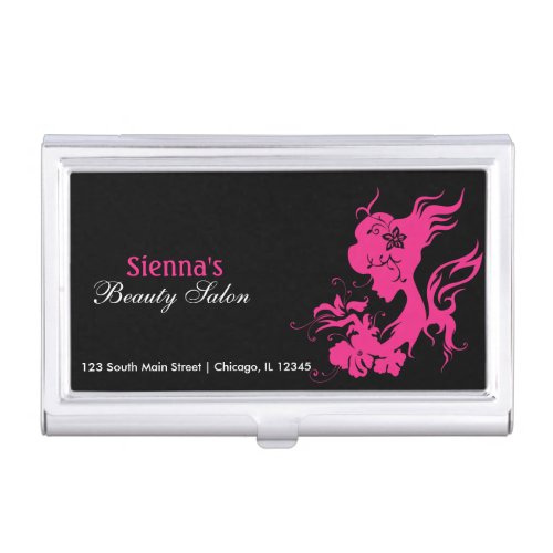 Beauty Salon Deep Pink Business Card Case