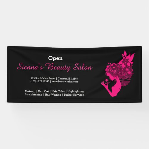 Beauty Salon deep pink  choose background color Banner