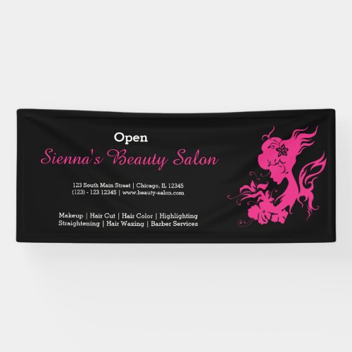 Beauty Salon deep pink  choose background color Banner