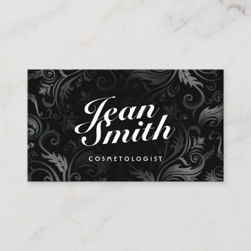 Stylish Black Ornament Cosmetologist Business Card