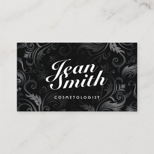 Customizable Stylish Black Ornament Cosmetologist Business Card