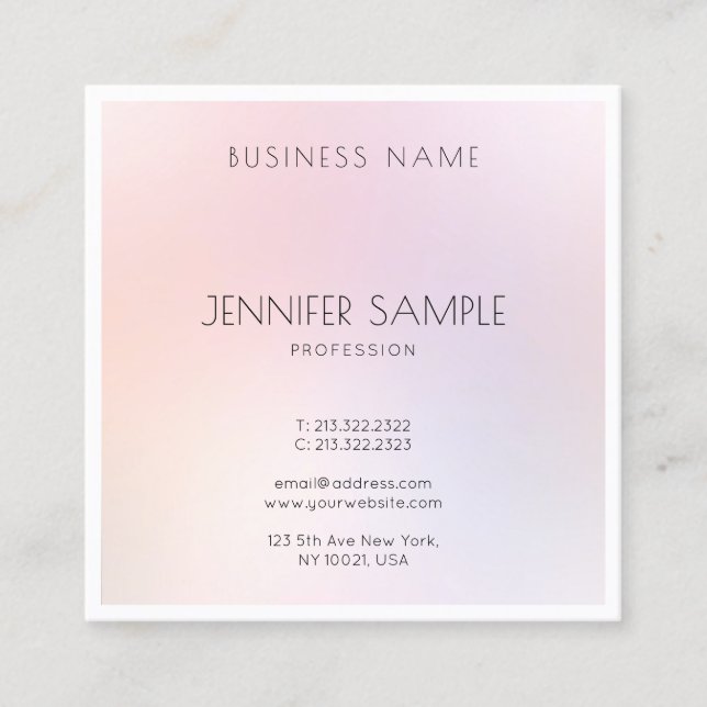 Beauty Salon Elegant Modern Elegant Plain Luxury Square Business Card (Front)
