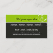 Beauty Salon floral scroll leaf black, lime green Business Card (Back)
