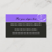 Beauty Salon floral scroll leaf black, purple Business Card (Back)