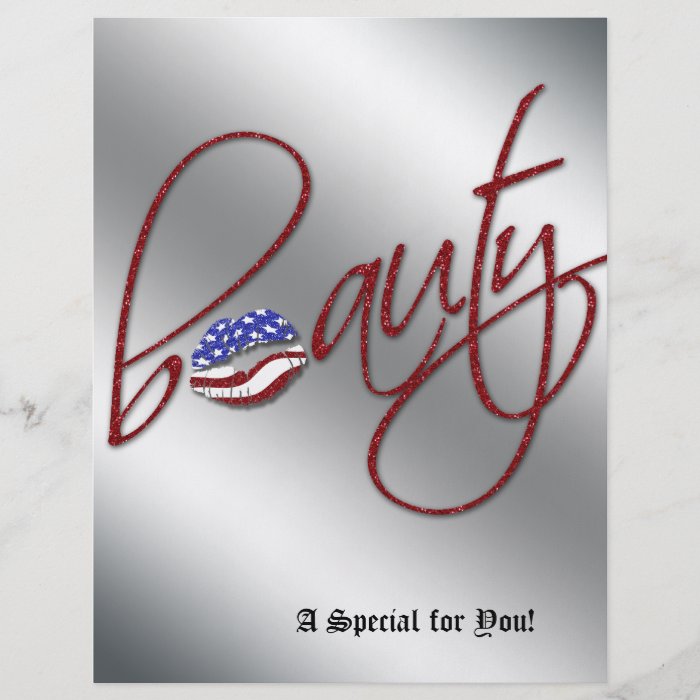 Beauty Salon Flyer Hair USA Flag Red