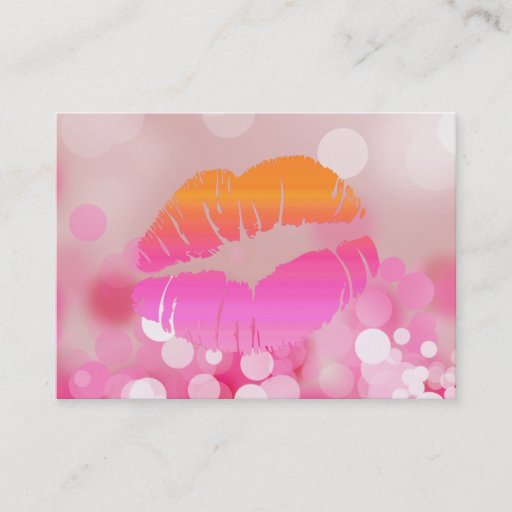 Customizable Beauty Salon Gift Card Lips &amp; Lights Pink Business Card Templates
