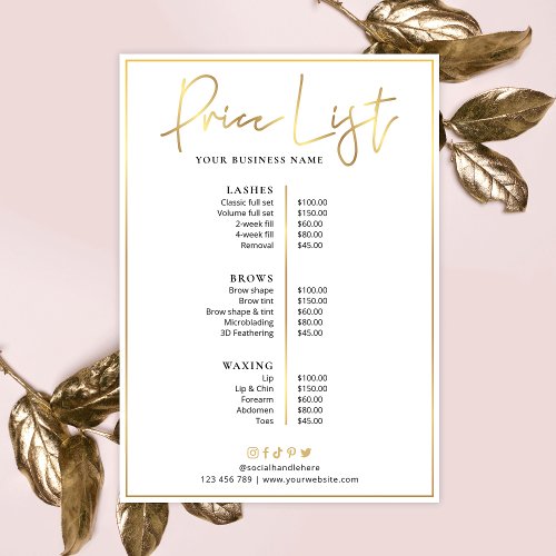 Beauty Salon Glam Gold Logo Modern Price List