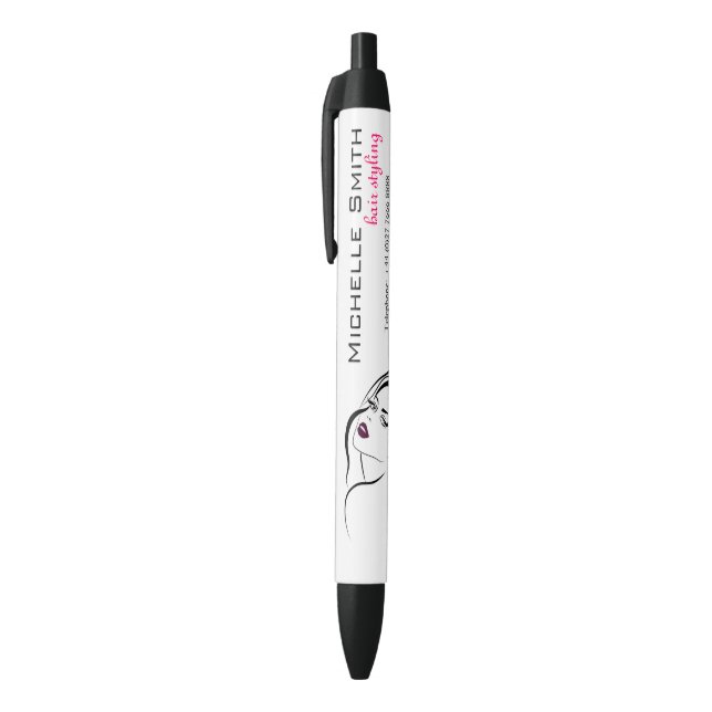 Beauty Salon Glamorous Fashion Girl Black White Pen (Top (Vertical))