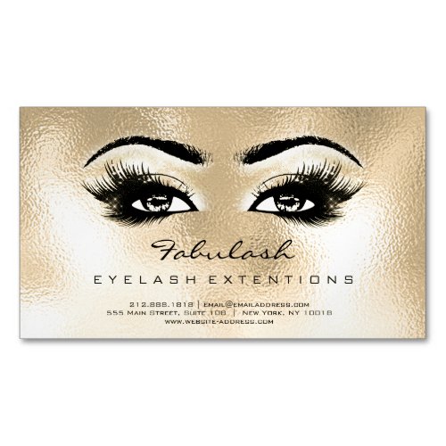 Beauty Salon Glass Gold Adress Makeup Lashes Business Card Magnet